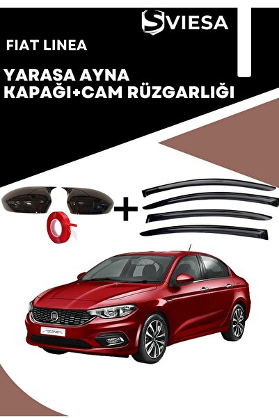 Sviesa Fiat Linea Uyumlu Batman Yarasa Ayna Kapağı + Cam Rüzgarlığı