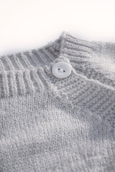 Bursa Trikomer Star Knit Patterned Stylish Side Buttoned High Neck Knitwear Soft Textured Baby Set