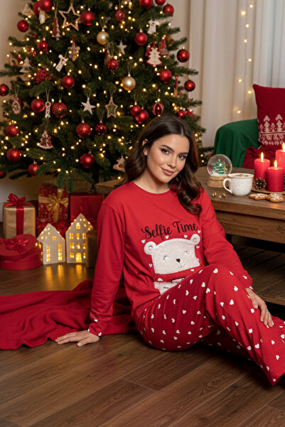 ELİTOL New Year's Cotton- Stretch Fabric Women's Pajama Set