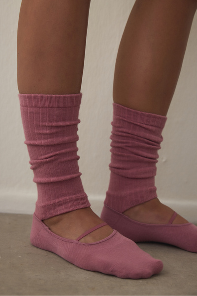 Penti Dusty Rose Pilates & Yoga Leggings Socks with Anti-Slip Sole Tape