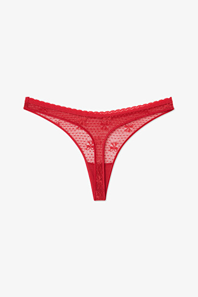 Penti Red Easy Lace V Shape Thong Panties