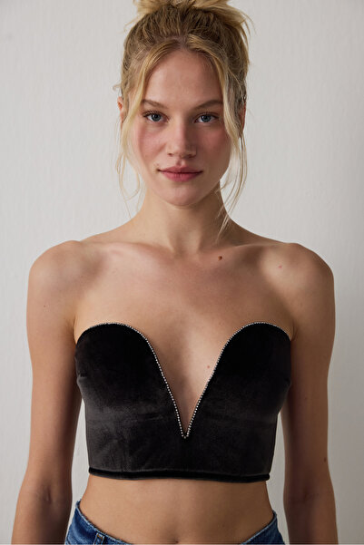Penti Black Deep V Velvet Bustier