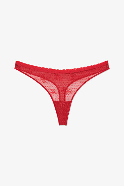 Penti Red Easy Lace V Shape Thong Panties