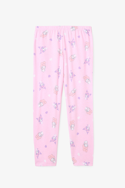 Penti Hellrosa Mädchen-Pyjama-Set aus Baumwolle mit Kuromi-Freunden-Motiv