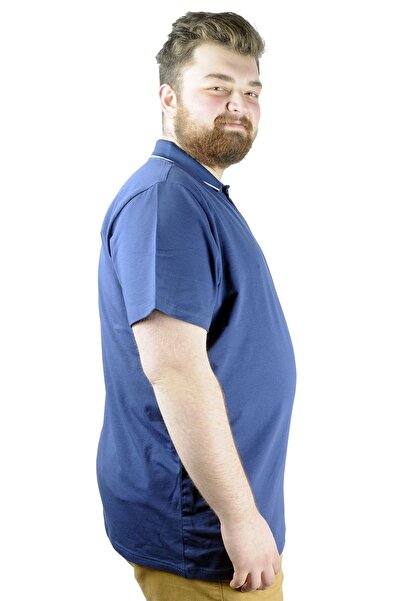 ModeXL Mode Xl Великий розмір Футболка Поло з еластичною тканиною Супрем Вишивка 21554 Індіго