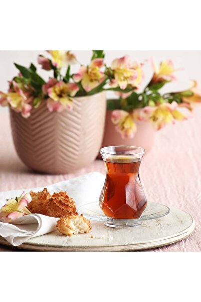 LAV Alya Cam Çay Seti 6 Kişilik 165 ml (6 Çay Bardağı, 6 Çay Tabağı)