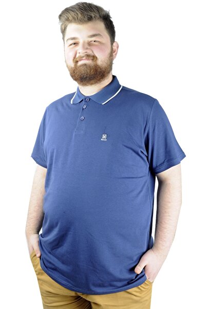 ModeXL Mode Xl Великий розмір Футболка Поло з еластичною тканиною Супрем Вишивка 21554 Індіго