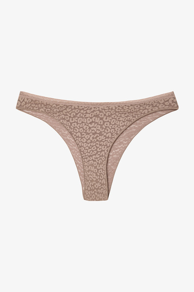 Penti Light Brown Easy Lace Zebra Patterned V-Cut Regular Waist Panties