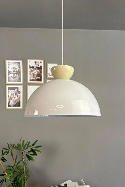 Bamyum Yimpi Beyaz Avize Krem Şapka Başlık Tekli Sarkıt Salon Mutfak Kuaför C...