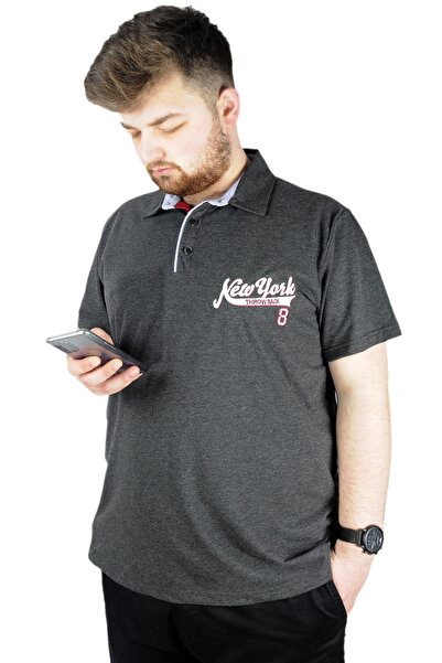 ModeXL Mode Xl Men's T Shirt Polo New York Throwback 22302 Antramelange