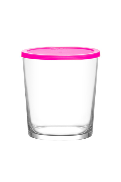 LAV Bodega Cam Saklama Kabı Tekli Küçük Boy 345 ml Yuvarlak Pembe Plastik Kap...