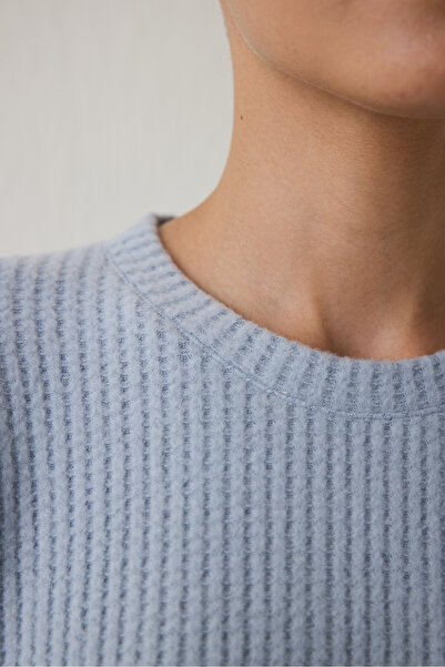 Penti Világoskék, nyakú, hosszú ujjú, gofriszerű, termikus hatású pizsama szett