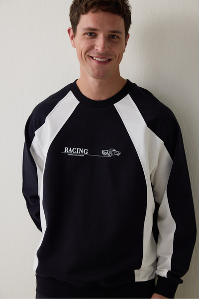 Penti Men's Street Oversized Long Sleeve Cotton Jogger Pajama Set