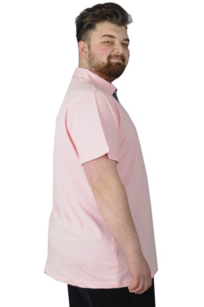 ModeXL Μπλουζάκι Mode Xl Plus Size Polo 3 Crown 22331 Salmon