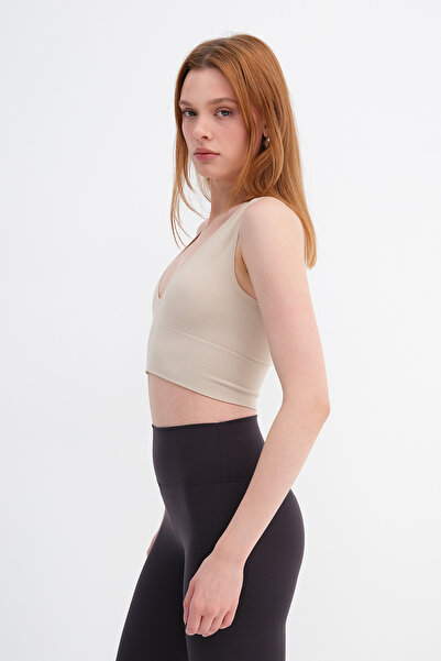 Addax Thick Strap Seamless V-Neck Crop A0131-dk8