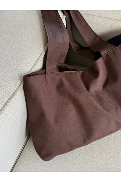 LUNAFEL Bitter Brown Canvas Handbag - Waterproof Fabric - Tote Cloth Handbag and Shoulder Bag