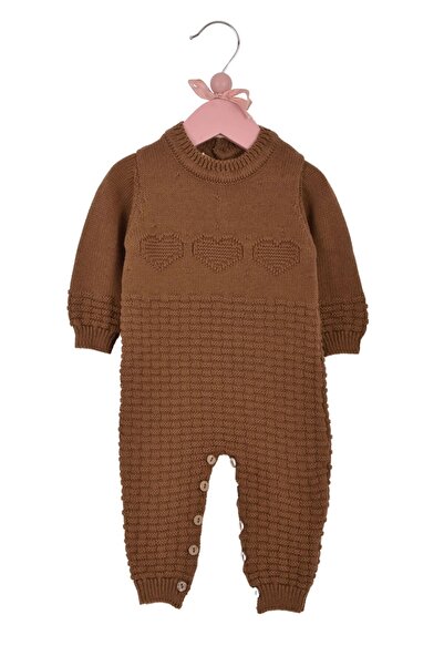 Minora Winter Knitwear Heart Links Jumpsuit Brown