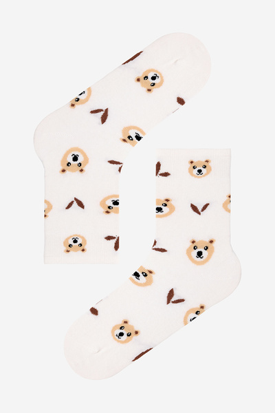 Penti 2 Pairs Cotton Bear Patterned Striped Socks