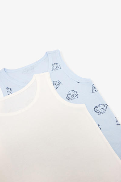 Penti Boy's Hedgehog Patterned 2-Piece Undershirt