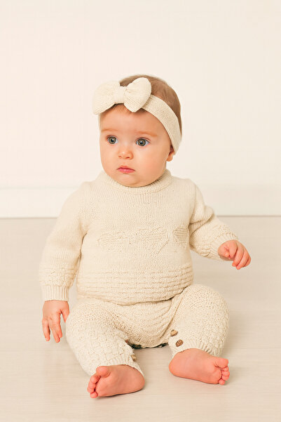 Minora Kışlık Triko Kalpli Links Tulum Bej