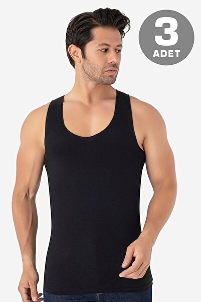 Arma Yıldız Men's Invisible Tank Top Ghost Tank Top Black 100% Cotton 3 Pack