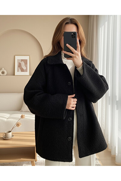 Modamorfo Двокишеневий пальто з підкладкою та ґудзиками спереду - чорний