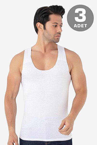 Arma Yıldız Men's Non-Marking Seamless Undershirt White 100% Cotton 3 Pack