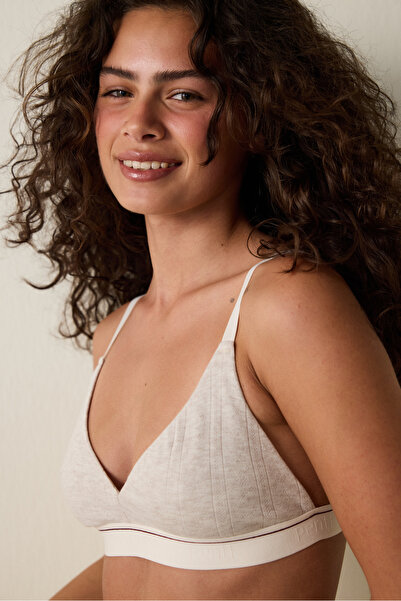 Penti Beige Melange Melange Triangle Bra Without Underwire and Padding