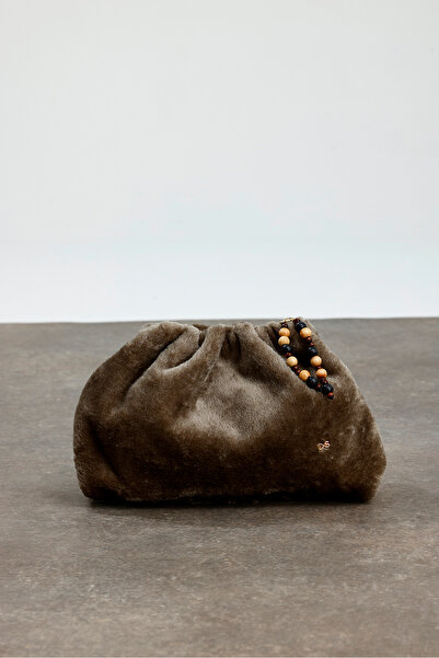 Çantacımstore Women's Drawstring Bag Mink Plush Fur