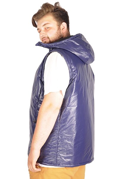 ModeXL Mode Xl Великий розмір Чоловічий жилет Basic Капюшон Thin 21610 Синій