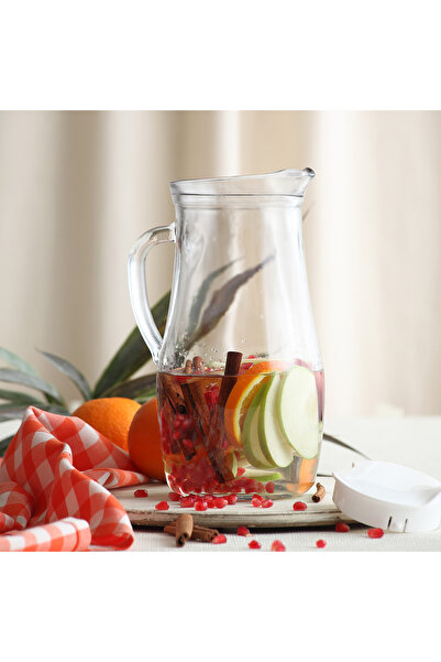 LAV Misket Cam Sürahi Tekli 1,8 L Kulplu Beyaz Plastik Kapaklı