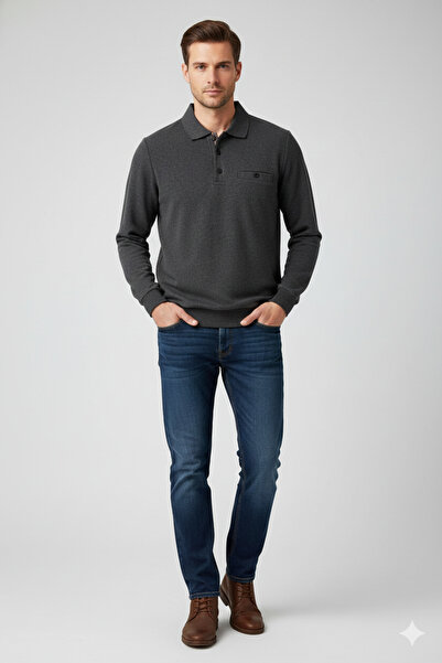 DYNAMO Erkek Polo Yaka Kazak 6685 Antrasit