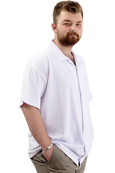 ModeXL Men's Shirt - Mode XL, Plus Size, Apas Collar, JACQUARD U24380 White