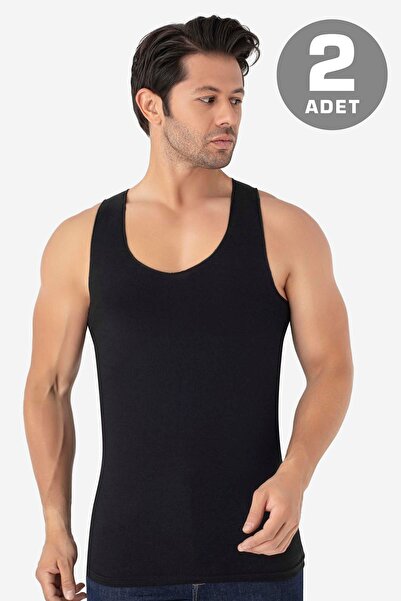 Arma Yıldız Men's Invisible Undershirt Ghost Undershirt Black 100% Cotton Combed Cotton 2 Pack