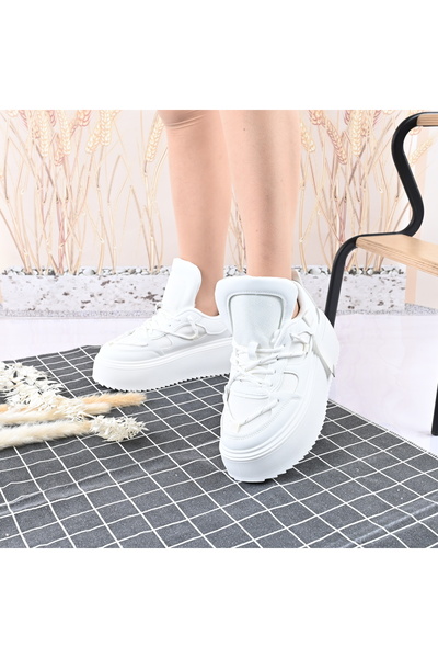 Tmall Women's Sports Shoes, With Platform, Made of -leather, D1413, White