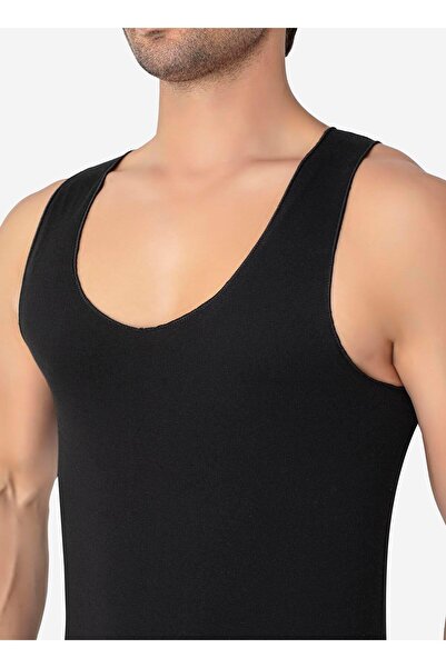 Arma Yıldız Men's Invisible Undershirt Ghost Undershirt Black 100% Cotton Combed Cotton 2 Pack