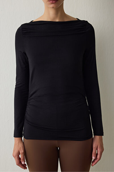 Penti Black Boat Neck Long Sleeve Top