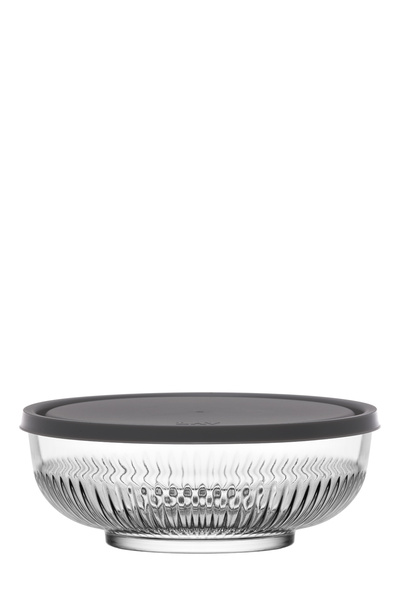 LAV وعاء تخزين زجاجي من طوكيو، حجم كبير واحد، سعة 1.5 لتر، غطاء بلاستيكي رمادي (وعاء للتحضير/العرض التقديمي)