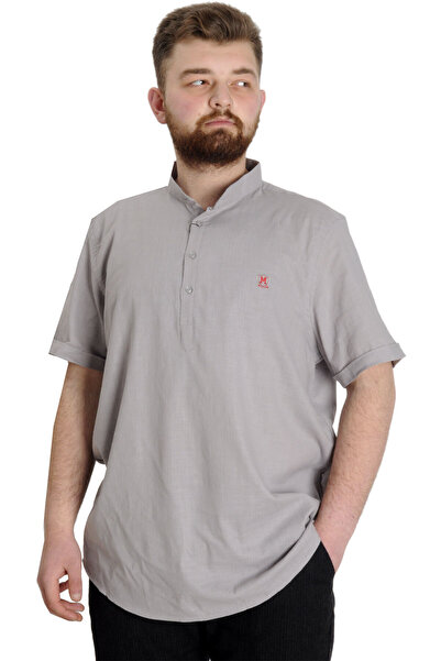 ModeXL Men's Short Sleeve High Collar - Mode XL Plus Size, Light Grey 20387