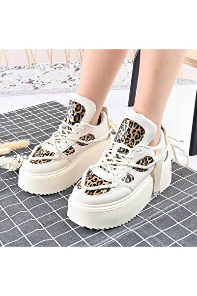 Tmall Pantofi sport pentru femei, cu platformă, din piele, TM1D1413, bej cu i...