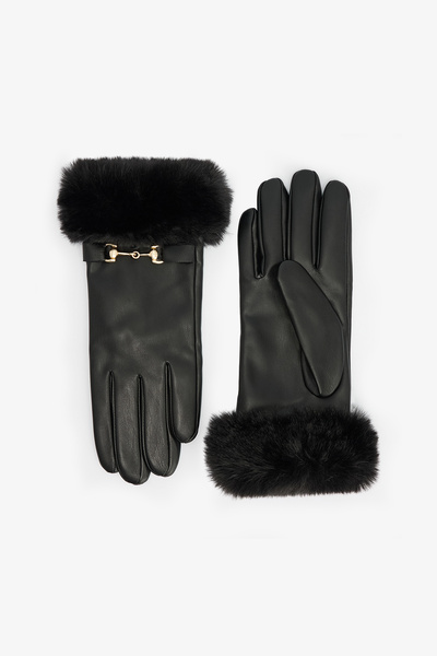 Penti Black Carina Faux Leather Gloves