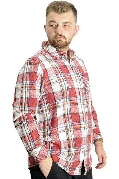 ModeXL Plus Size Mode Xl Men's Shirt - Single Pocket, Navy Blue-Mustard 21394