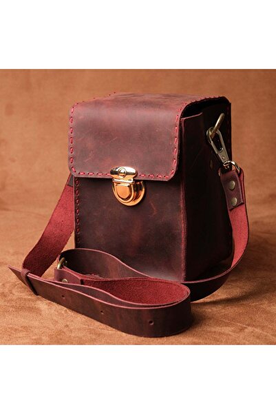 SUMRA حقيبة كتف مصنوعة يدويًا من جلد العجل الأصلي بنسبة 100% مقاس 11 سم × 13 ...