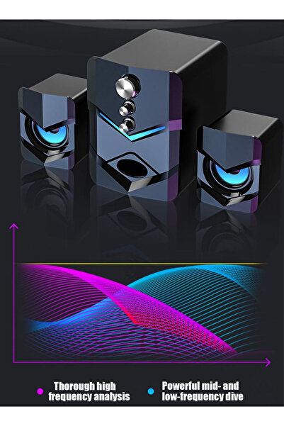 Generic Wired Computer Speakers with Illuminated Ambient Light and 3D Stereo Sound