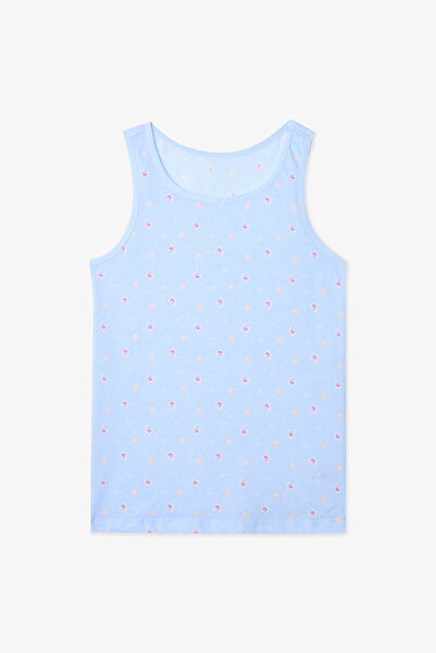 Penti Girl's Chicken Floral Patterned Thick Strap Cotton 2-Piece Undershirt