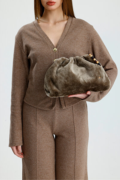 Çantacımstore Women's Drawstring Bag Mink Plush Fur