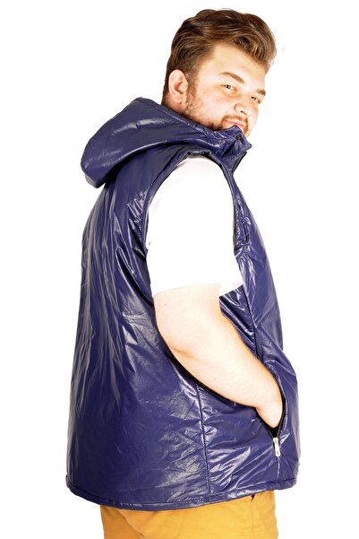 ModeXL Mode Xl Великий розмір Чоловічий жилет Basic Капюшон Thin 21610 Синій