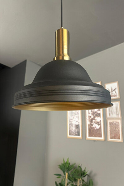 Bamyum Ulmete Siyah Renk Eskitme Fener Başlık Tekli Sarkıt Avize Salon Ofis O...