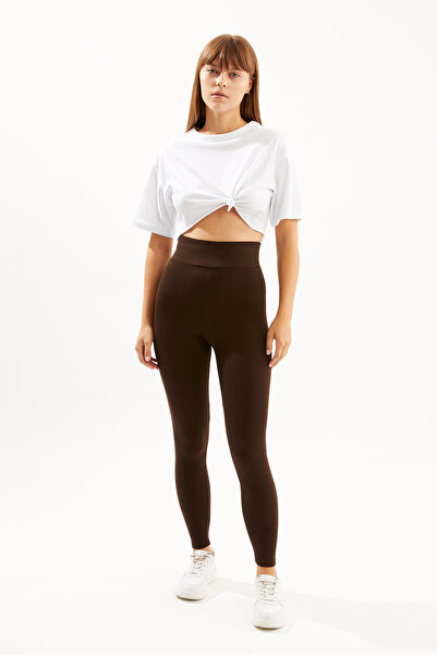 Ecrou Women's Brown Steel Knitted Corset High Waist Recovery Leggings