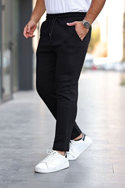 comstar Erkek Beli Lastikli 3 Iplik Düz Paça Siyah Eşofman Altı